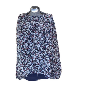 XXL Reitmans semi sheer floral blouse with ruffle